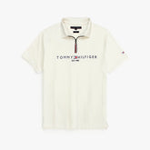 TOMMY PREMIUM SELF EMB ZIP-UP POLO SHIRT (OFF-WHITE)